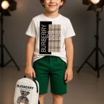 طقم صبياني مع  شنطةBURBERRY