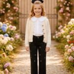 جينز بناتي ribbon bow